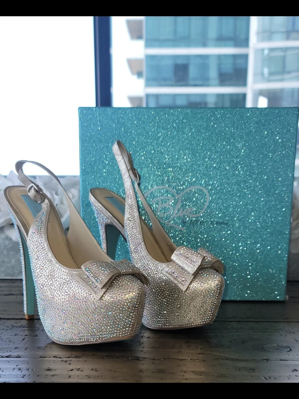 Betsey Johnson Toast Rhinestone Embellished Slingback Pumps Wmns SZ 10
